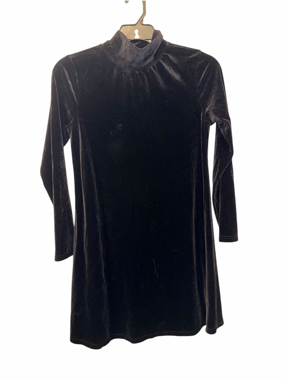 Pomander Place Black Velvet Long-Sleeve Mock Neck Dress